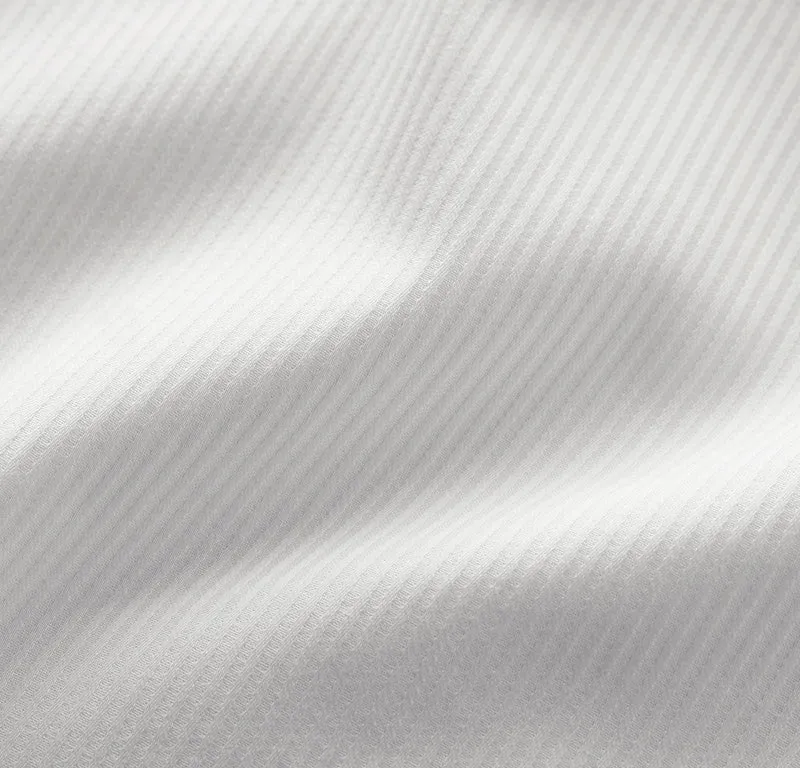 Signature Hemmed Fabric Swatch - White Textured Stripe
