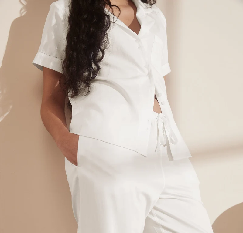 Signature Pajama Set - Short Sleeve & Pants - White