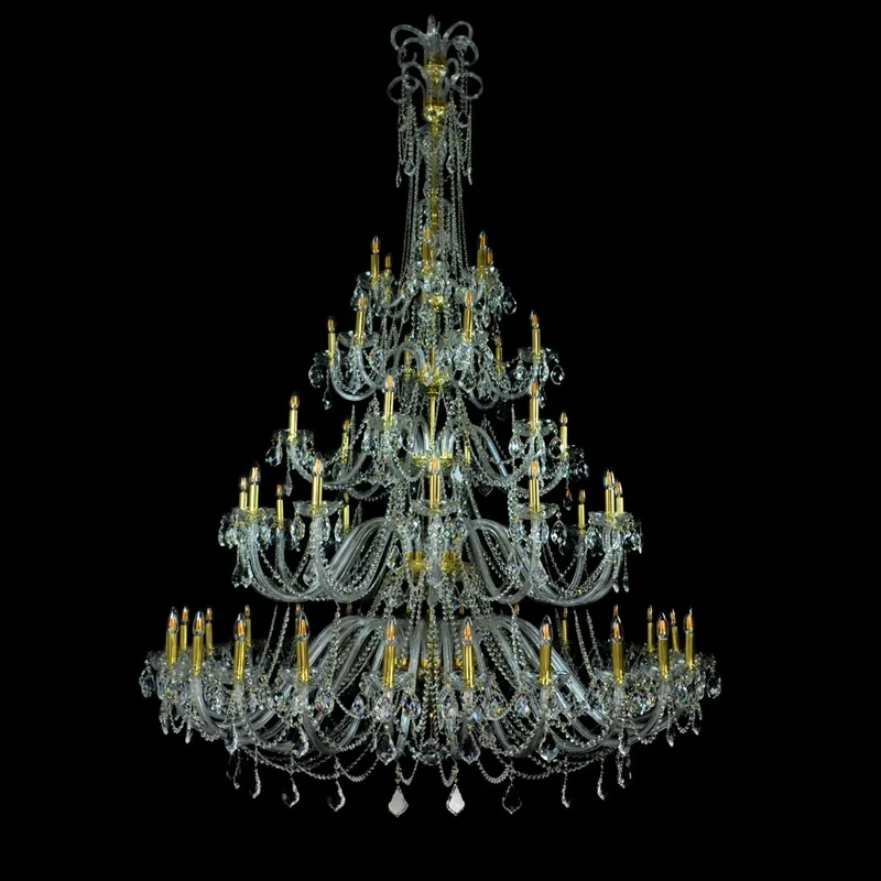 Casa Padrino Luxus Barock Kristall Kronleuchter Gold Ø 170 x H. 235 cm - Prunkvolle Messing Kronleuchter mit böhmischem Kristallglas - Barock Möbel - Edel & Prunkvoll