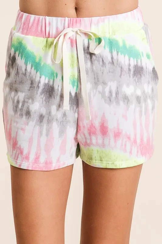 BiBi Tie Dye Print Shorts met Twill Tape Trekkoord