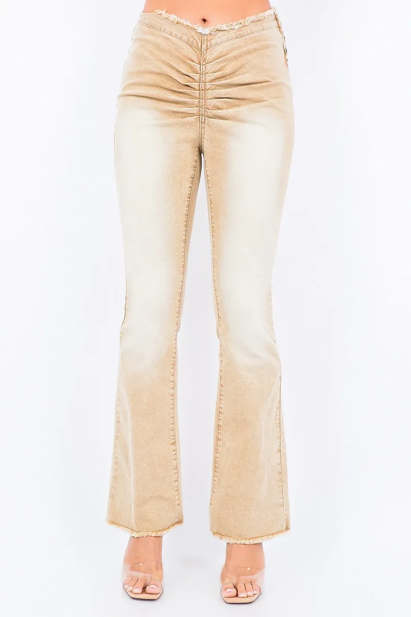 American Bazi V-cut flared broek met ruches