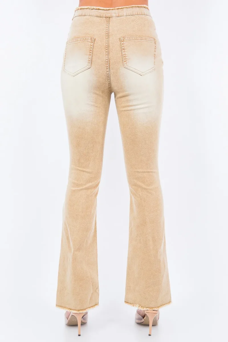 American Bazi V-cut flared broek met ruches