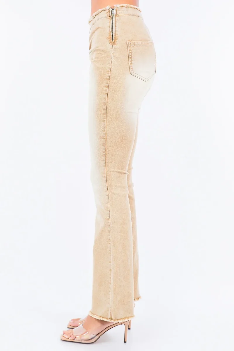 American Bazi V-cut flared broek met ruches