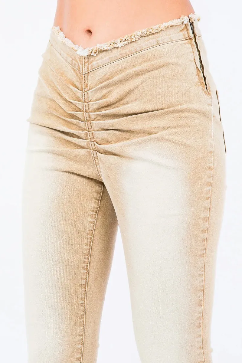 American Bazi V-cut flared broek met ruches