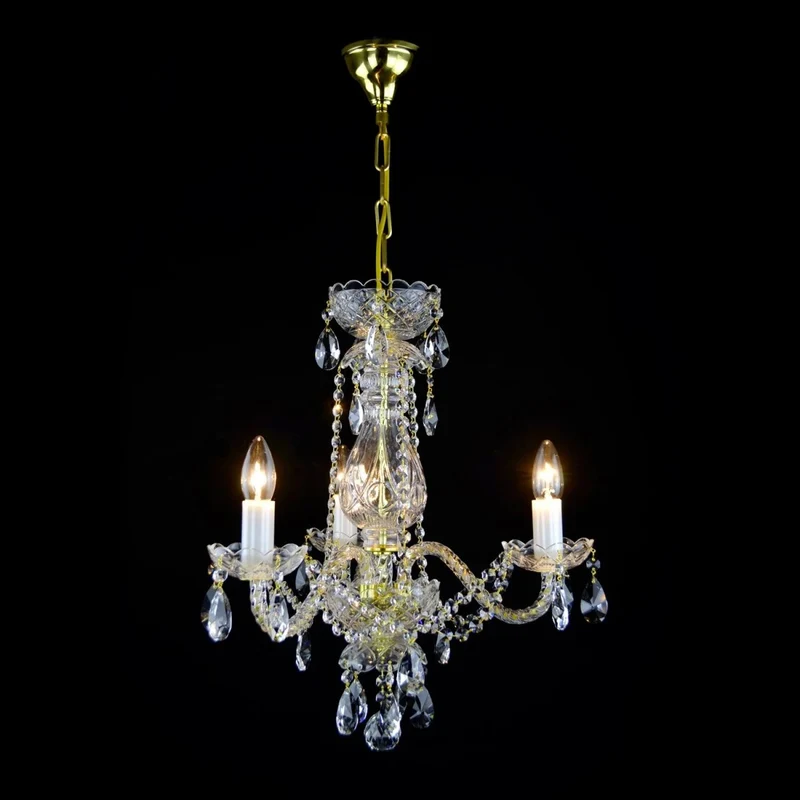 Casa Padrino Luxus Barock Kristall Kronleuchter Gold Ø 40 x H. 52 cm - Prunkvolle Messing Kronleuchter mit böhmischem Kristallglas - Barock Möbel - Edel & Prunkvoll
