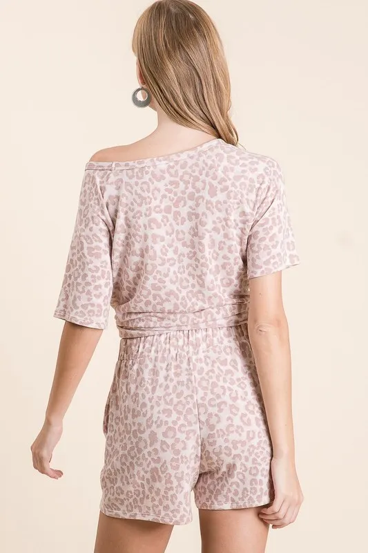 BiBi Leopard Terry Shorts met trekkoord