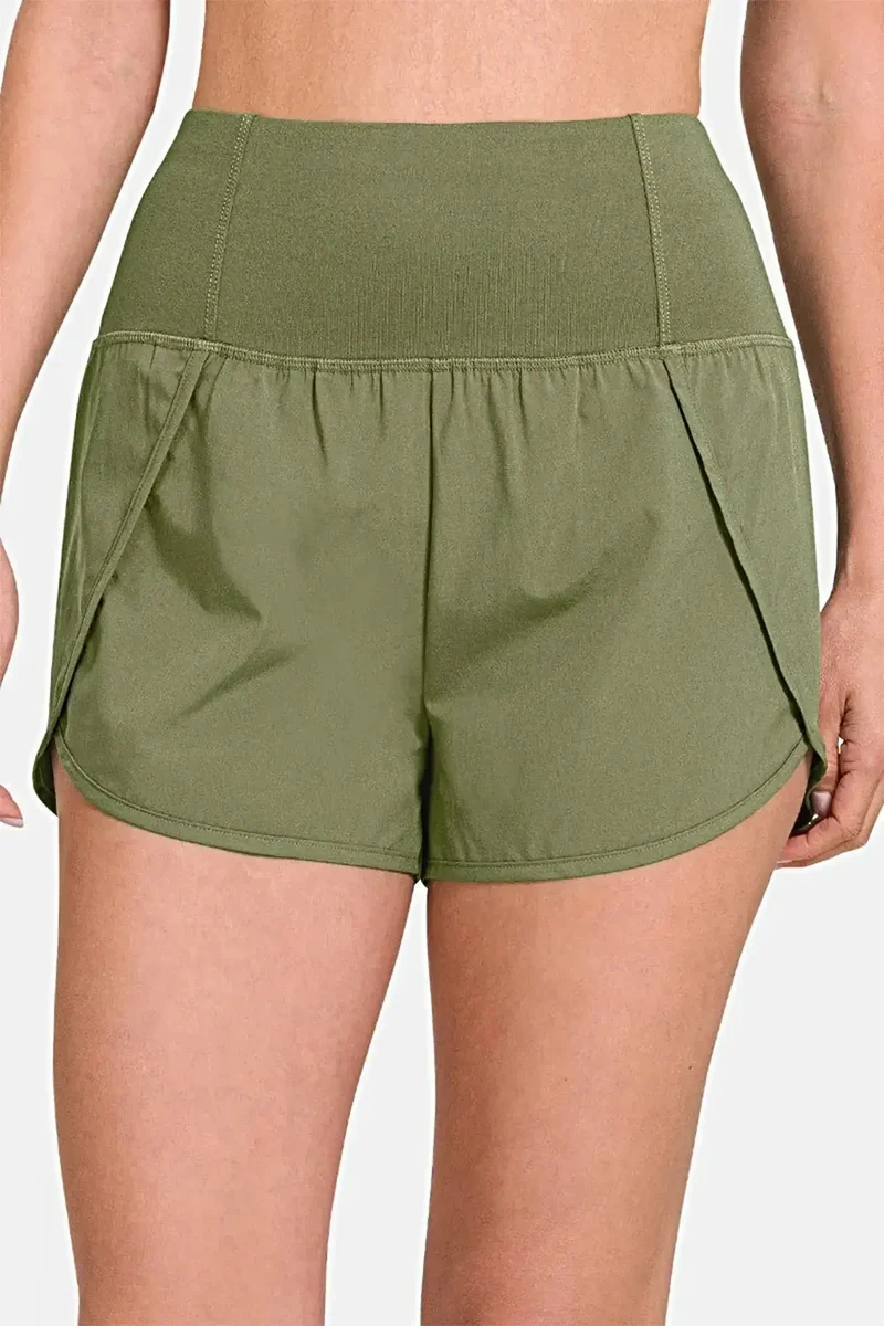 Zenana Sportshorts met hoge taille en rits op de achterzak