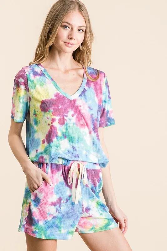 BiBi Tie Dye Casual Shorts van French Terry