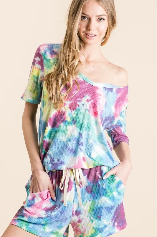 BiBi Tie Dye Casual Shorts van French Terry