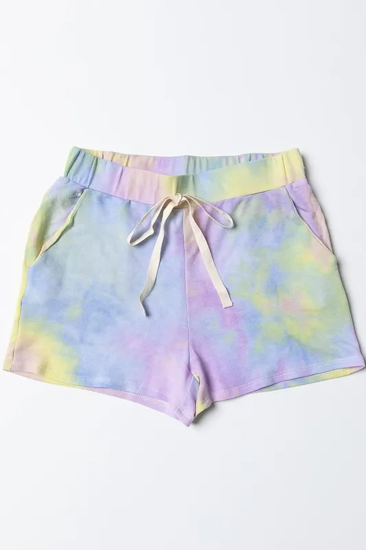 BiBi Tie Dye French Terry Casual Shorts met Twill Tape