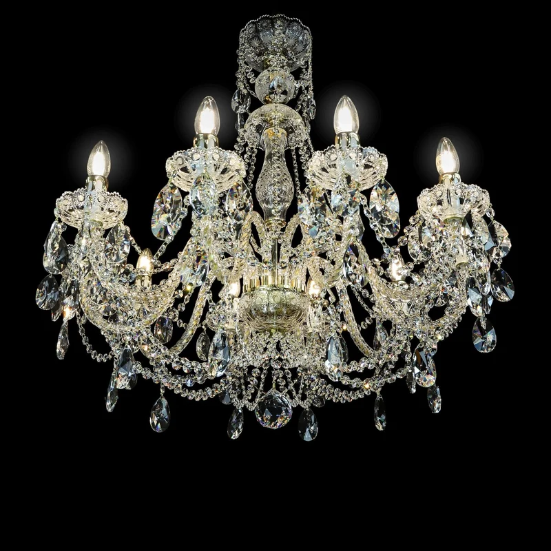 Casa Padrino Luxus Barock Kristall Kronleuchter Gold Ø 76 x H. 78 cm - Prunkvolle Messing Kronleuchter mit böhmischem Kristallglas - Barock Möbel - Edel & Prunkvoll