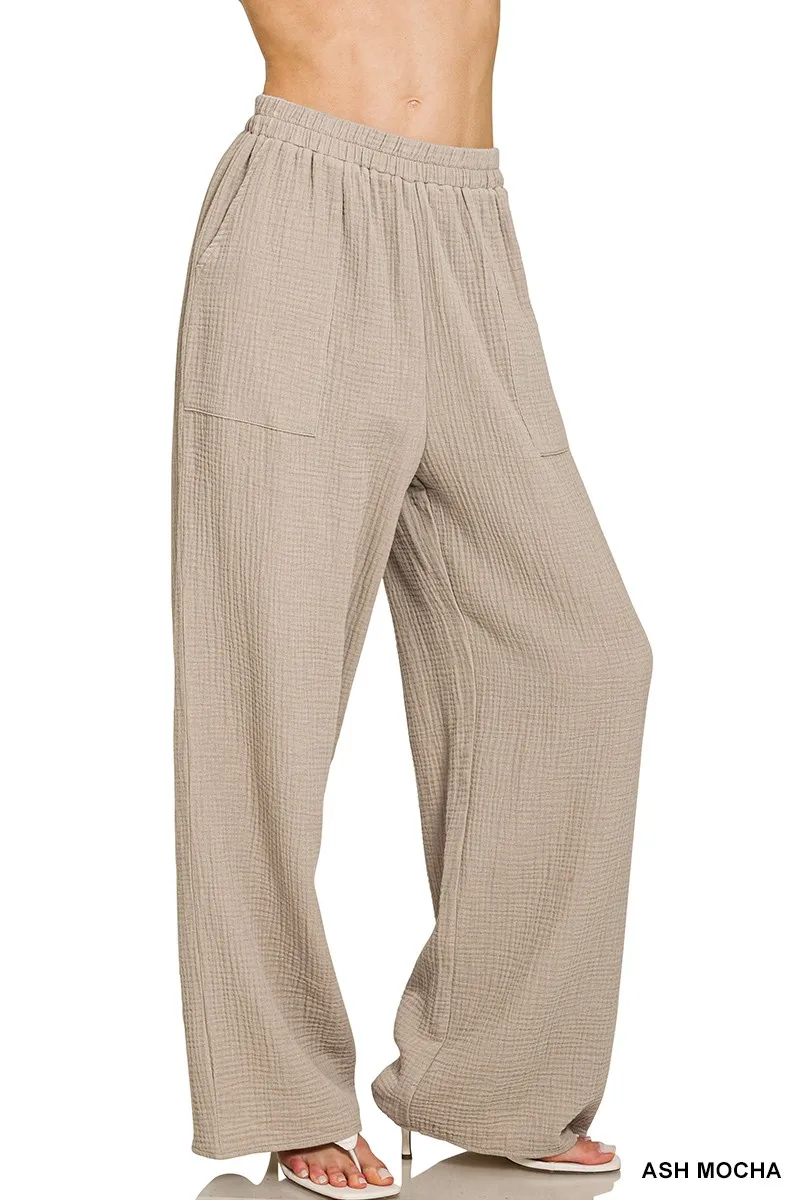 Zenana broek met dubbele gaasstof en elastische band