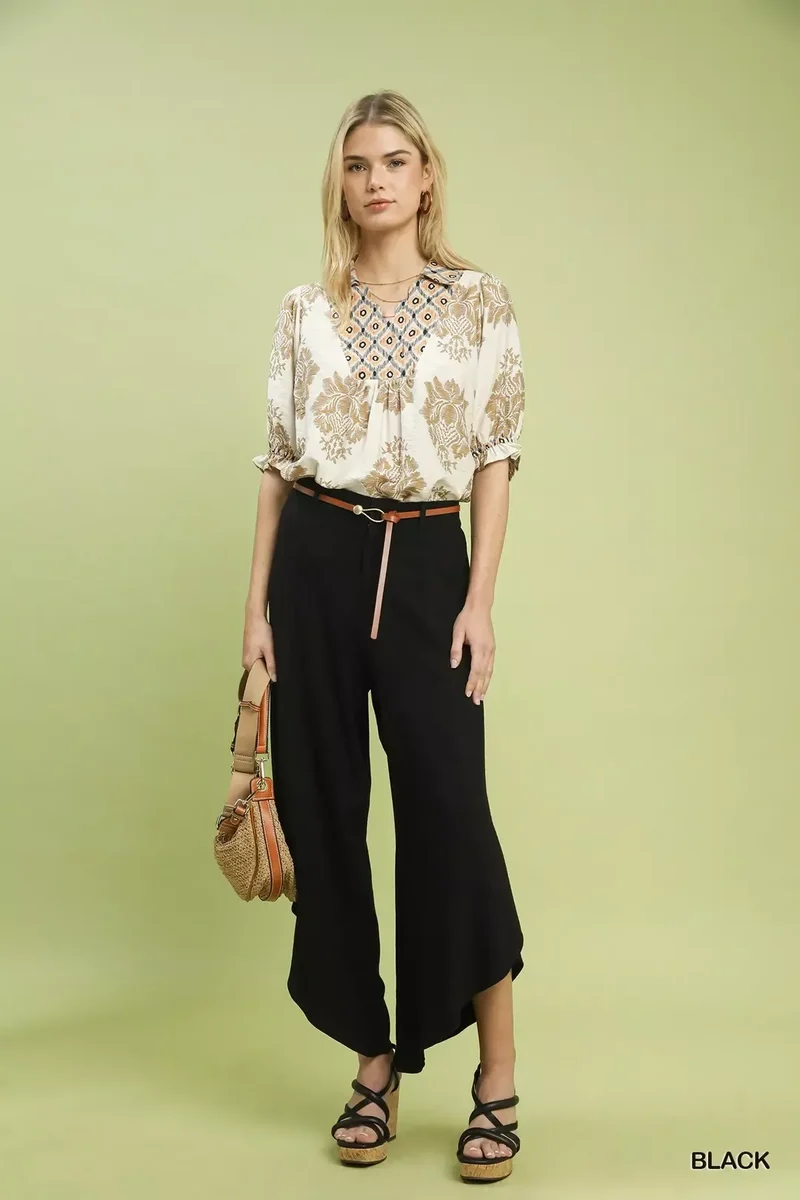 Umgee Flowy Asymmetrische Hem Wijde Broek