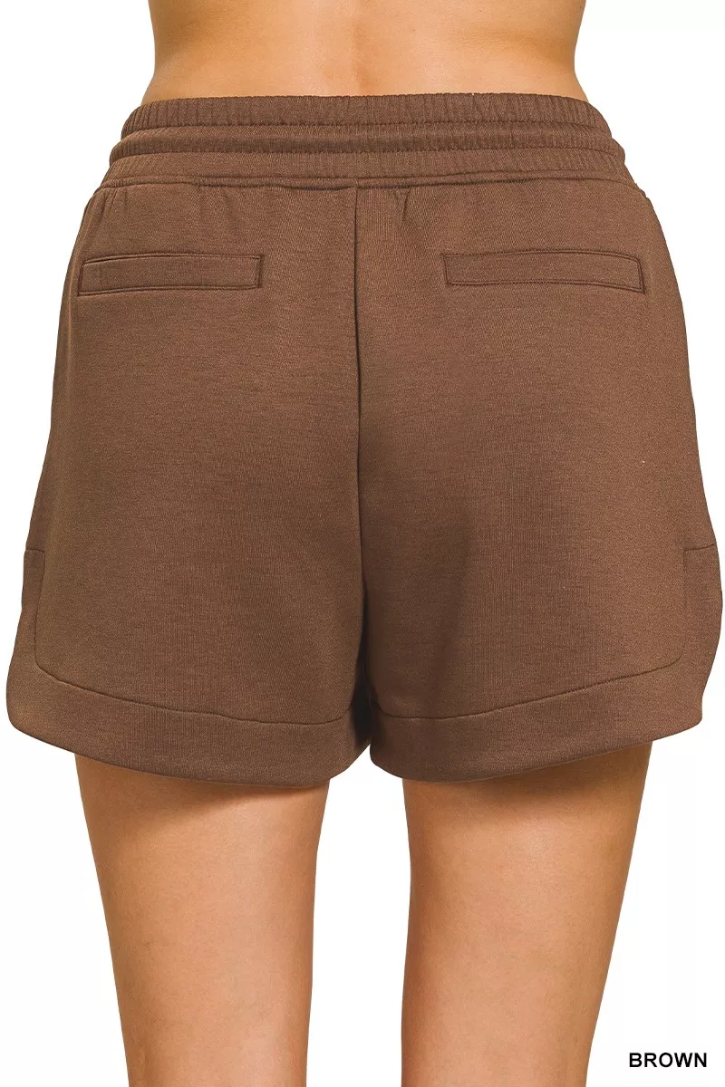 Zenana Scuba shorts met elastische tailleband en zakje