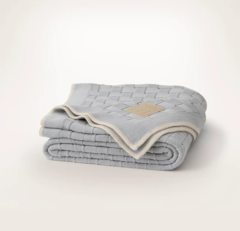 Basketweave Knit Throw Blanket - Shore/Sand