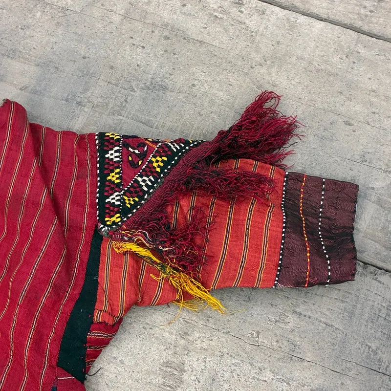 Orientalisches Gewand Wandbehang Kleid Tunika Rot Gestrift Gebraucht