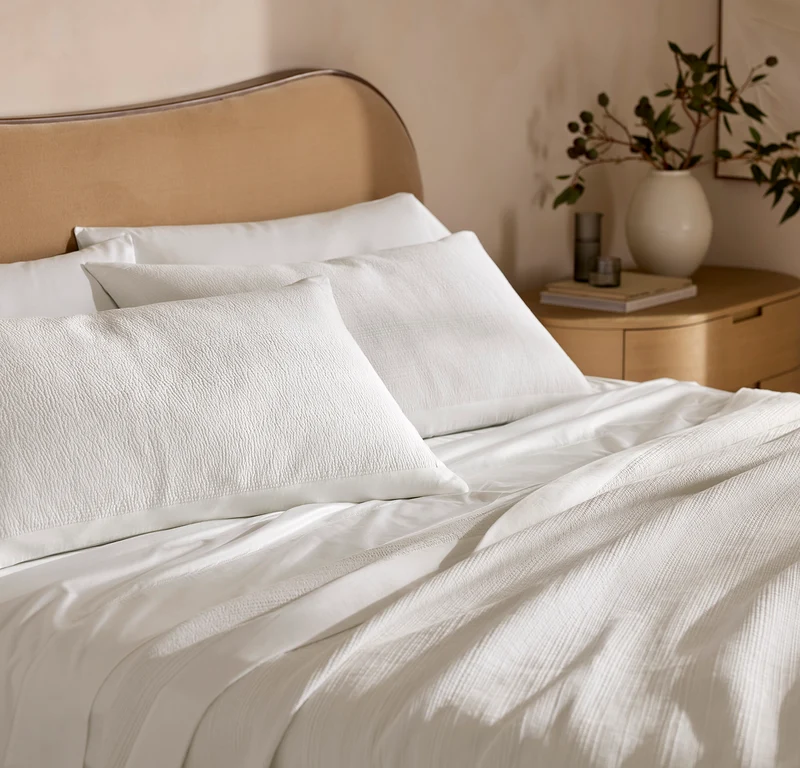 Signature Stitchline Sham - White
