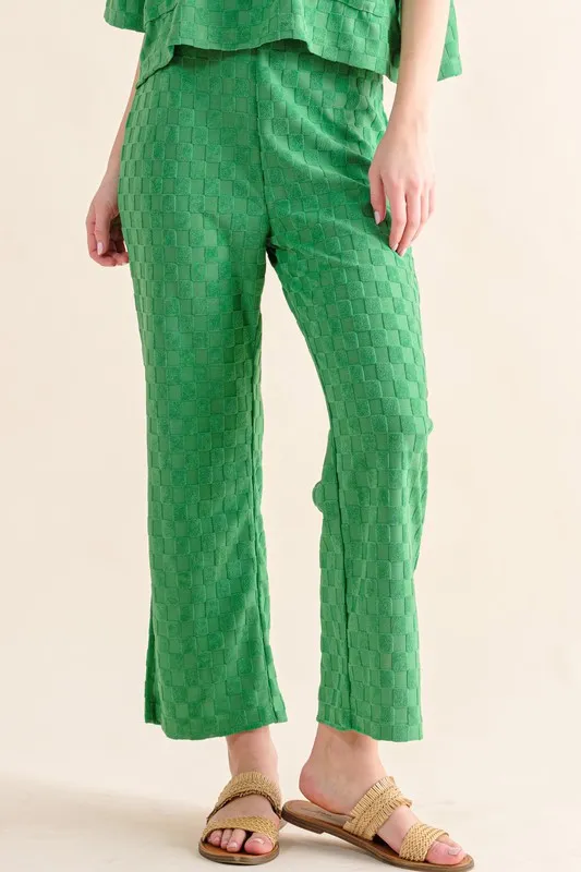 And The Why Geborstelde textuur checkerboard patroon casual broek