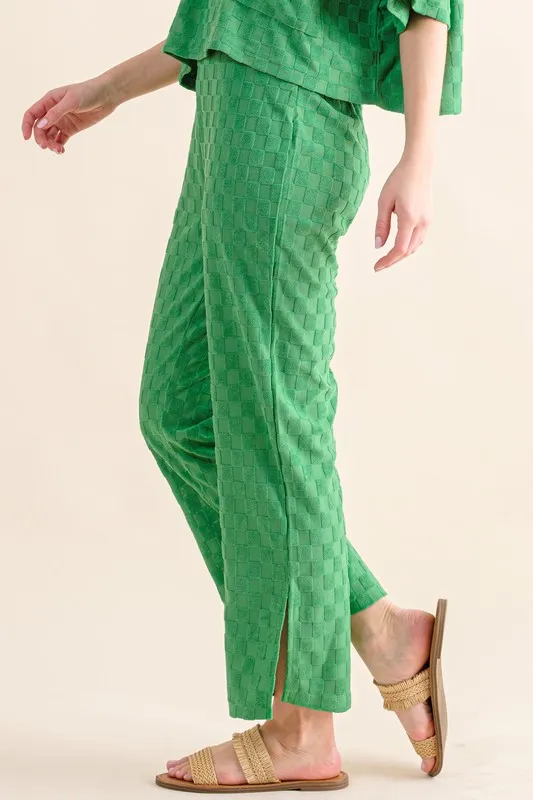 And The Why Geborstelde textuur checkerboard patroon casual broek