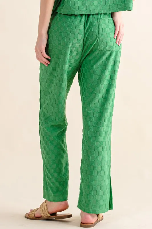 And The Why Geborstelde textuur checkerboard patroon casual broek