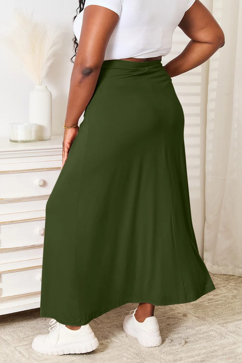 Double Take Full Size Maxi-rok van zachte rayon met trekkoord in de taille