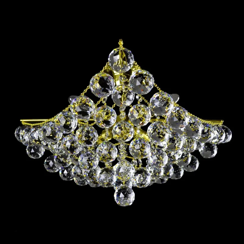 Casa Padrino Luxus Barock Kristall Deckenleuchte Gold Ø 48 x H. 22 cm - Prunkvolle Messing Deckenleuchte mit böhmischem Kristallglas - Barock Möbel - Edel & Prunkvoll
