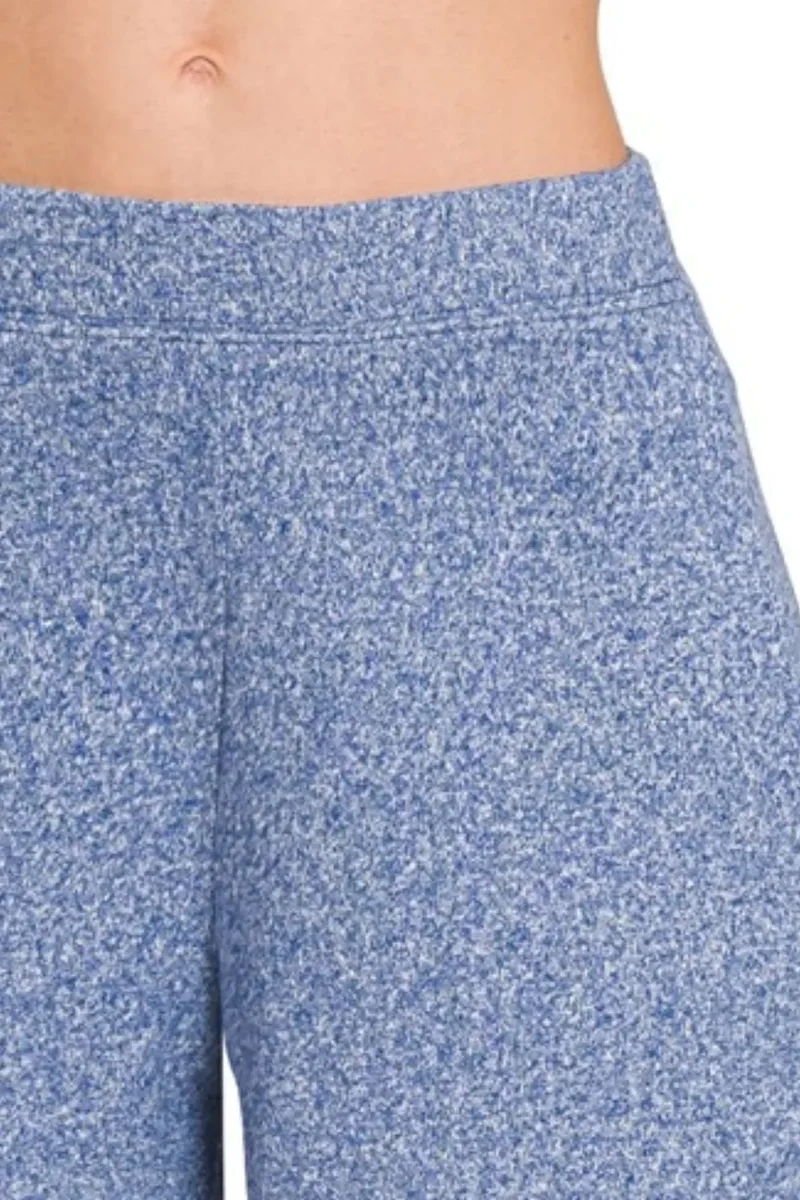 Zenana Soft Melange Hacci Shorts met elastische tailleband
