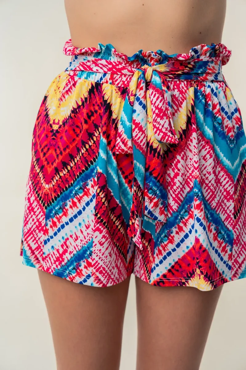 Witte Birch shorts met hoge taille en print