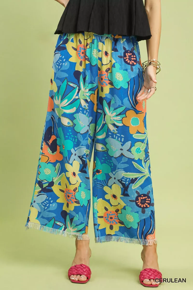 Umgee broek met bloemenprint en wijde pijpen