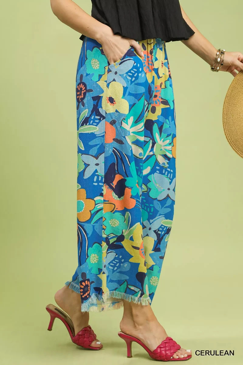 Umgee broek met bloemenprint en wijde pijpen