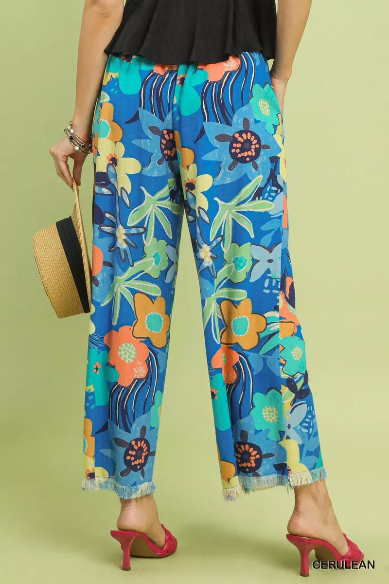 Umgee broek met bloemenprint en wijde pijpen