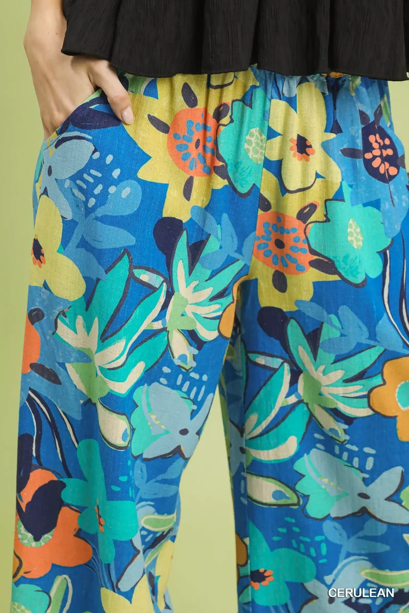 Umgee broek met bloemenprint en wijde pijpen