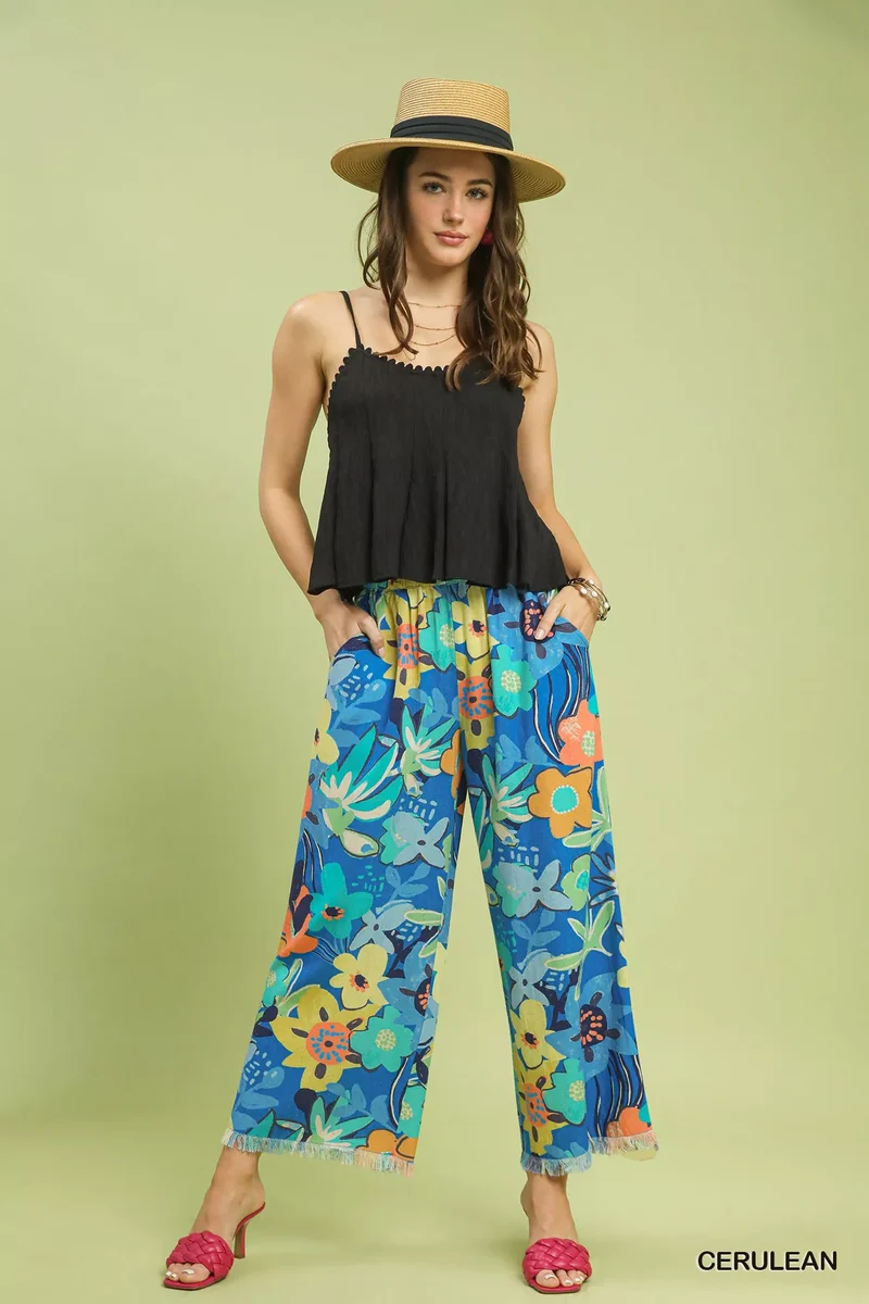 Umgee broek met bloemenprint en wijde pijpen