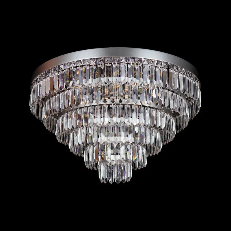 Casa Padrino Luxus Kristall Kronleuchter Silber Ø 60 x H. 43 cm - Prunkvolle Messing Kronleuchter mit böhmischem Kristallglas - Barock Möbel - Edel & Prunkvoll