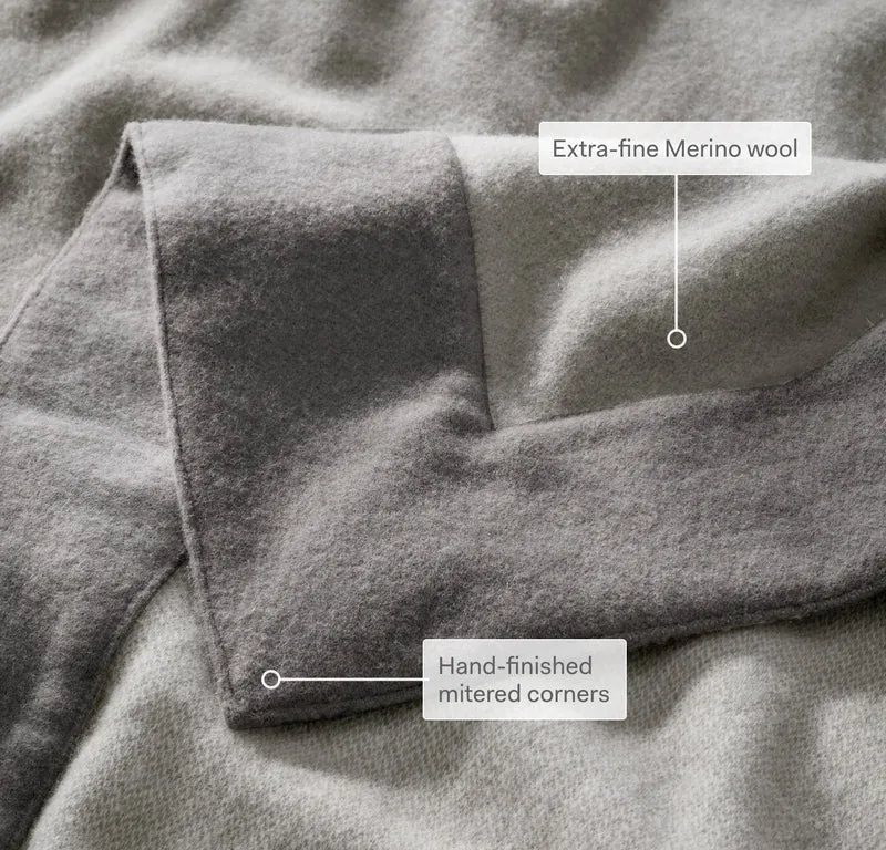 Fine Merino Wool Bed Blanket - Pewter