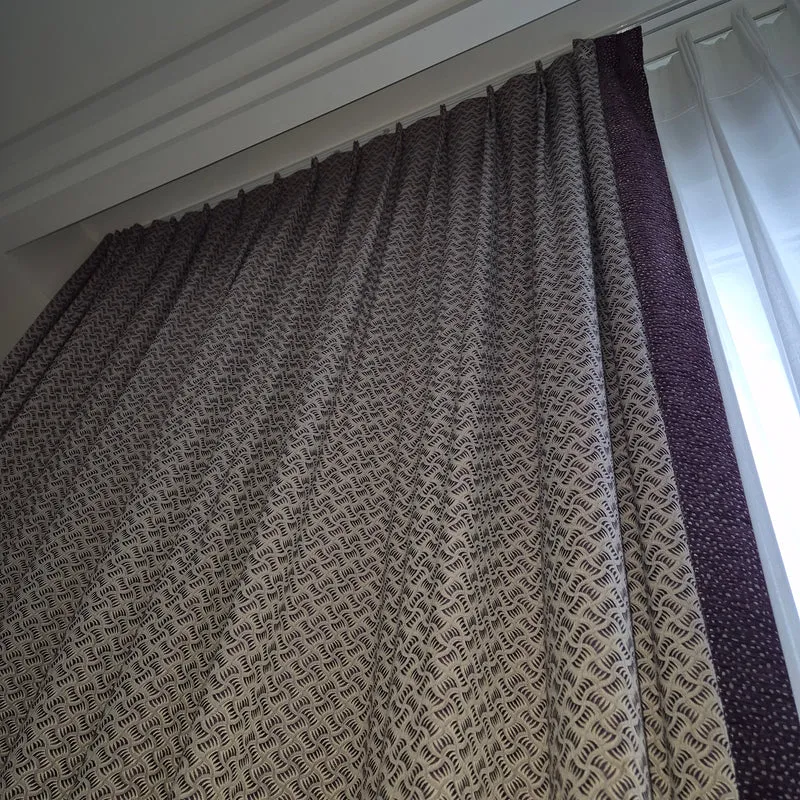 Luxus Vorhänge Gardinen Set 221x366 Hotel Atlantic Hamburg Lila Violett Beige Gemustert