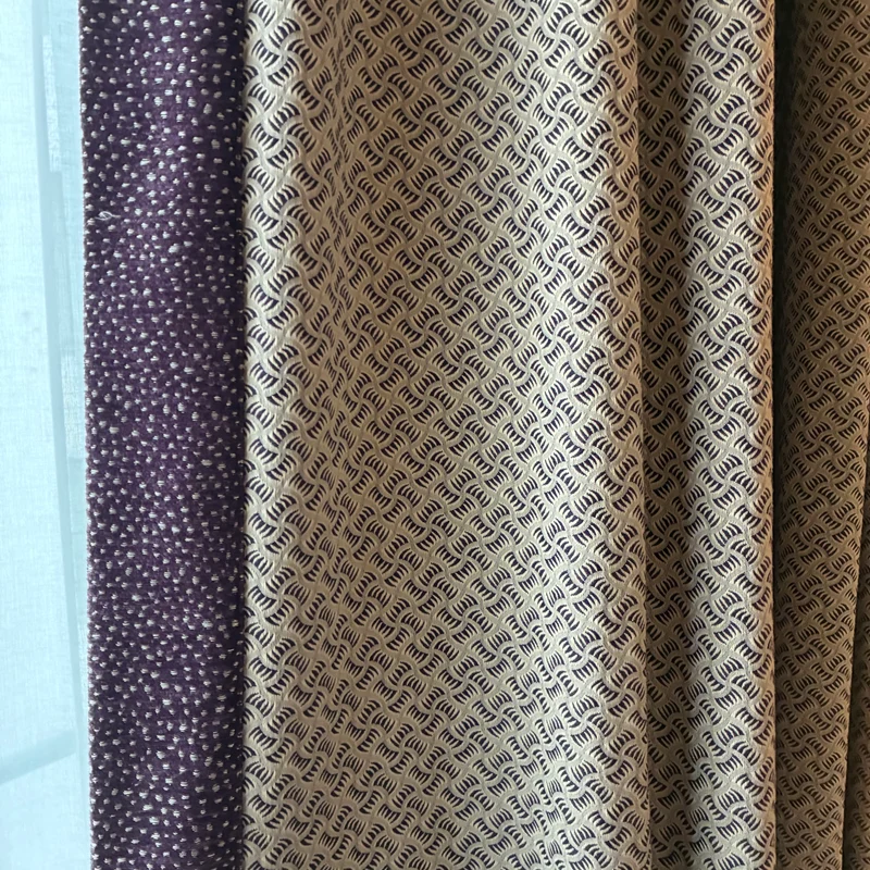 Luxus Vorhänge Gardinen Set 221x366 Hotel Atlantic Hamburg Lila Violett Beige Gemustert