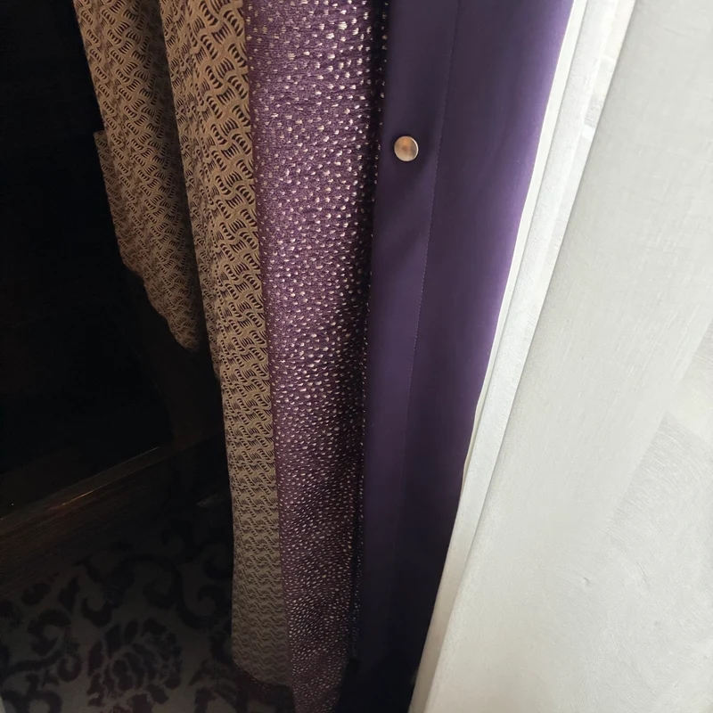 Luxus Vorhänge Gardinen Set 221x366 Hotel Atlantic Hamburg Lila Violett Beige Gemustert