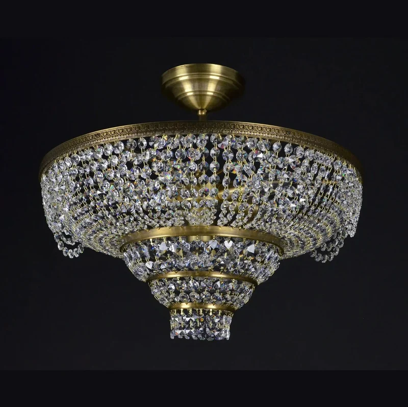 Casa Padrino Luxus Barock Kristall Kronleuchter Silber Ø 40 x H. 25 cm - Prunkvolle Messing Kronleuchter mit böhmischem Kristallglas - Barock Möbel - Edel & Prunkvoll