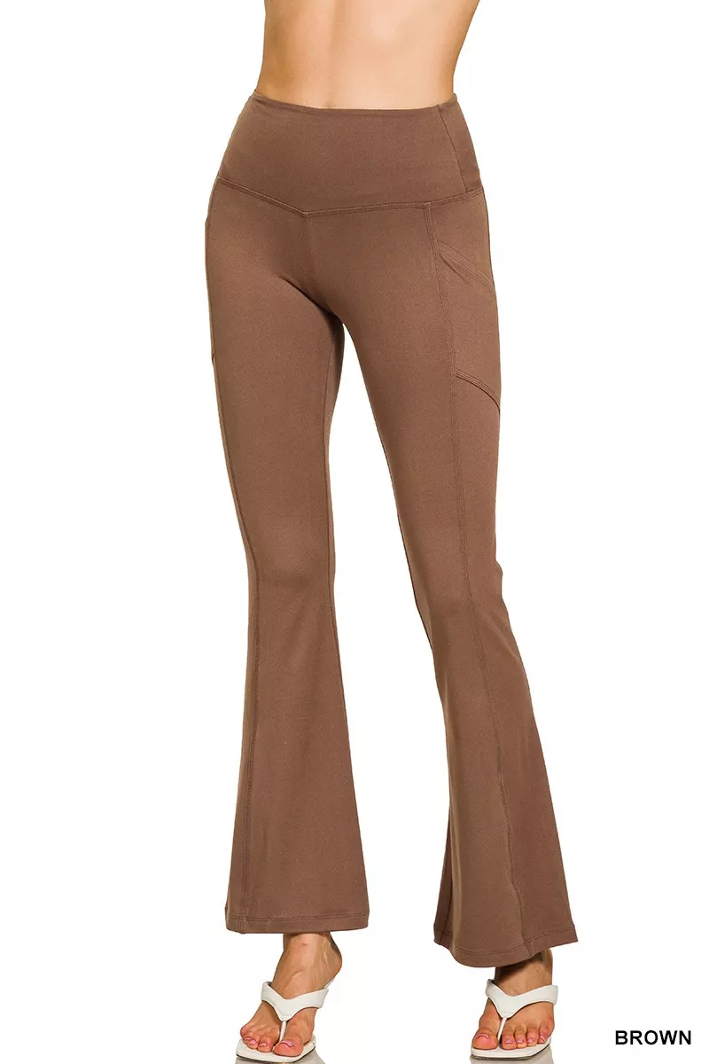 Zenana geborstelde Dty microvezel flared broek