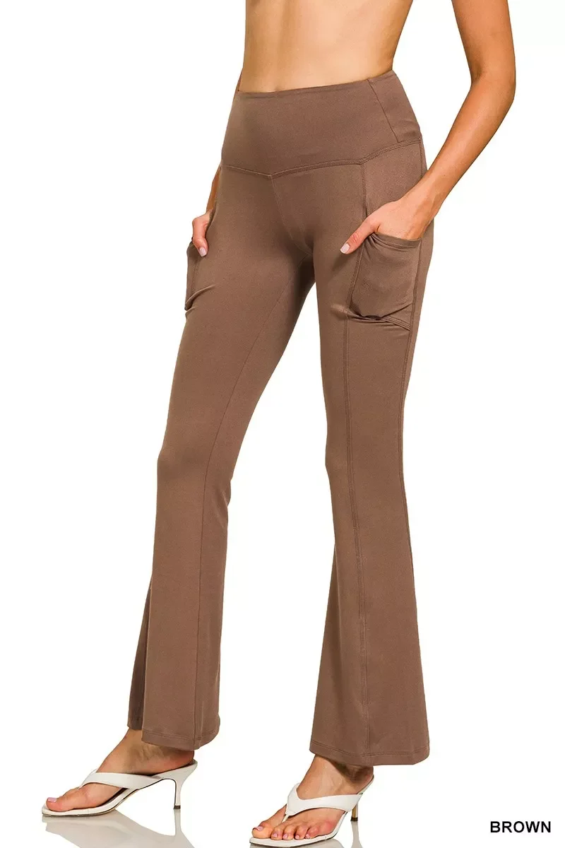 Zenana geborstelde Dty microvezel flared broek