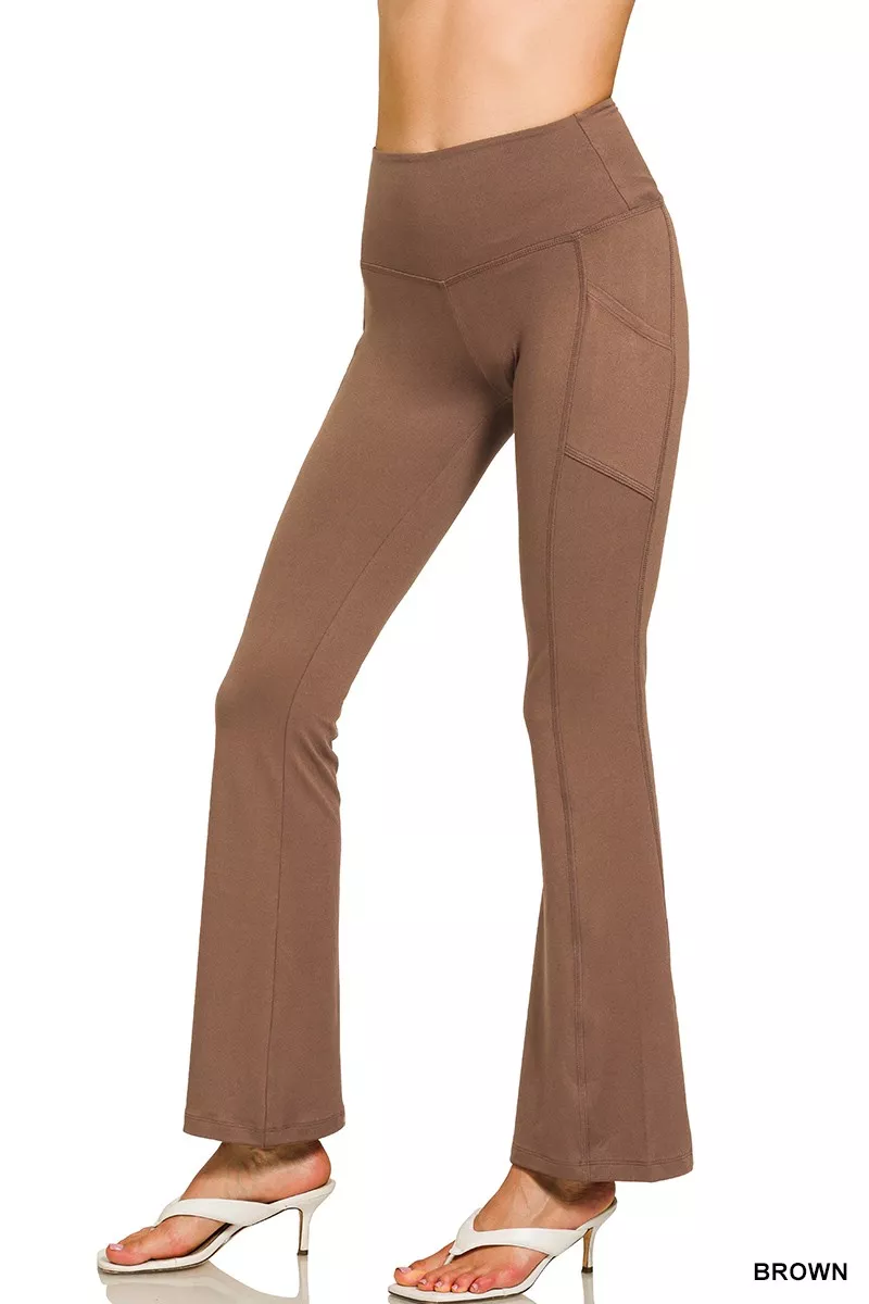 Zenana geborstelde Dty microvezel flared broek