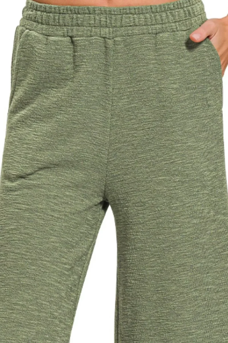 Zenana katoenen broek met wijde pijpen en slubstructuur
