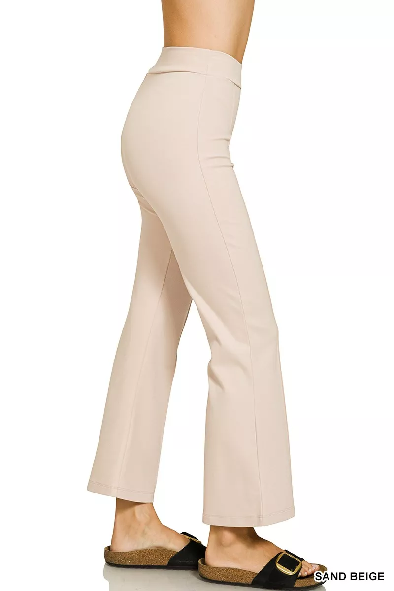 Zenana Heavy Ponte Broek met elastische tailleband en plooien