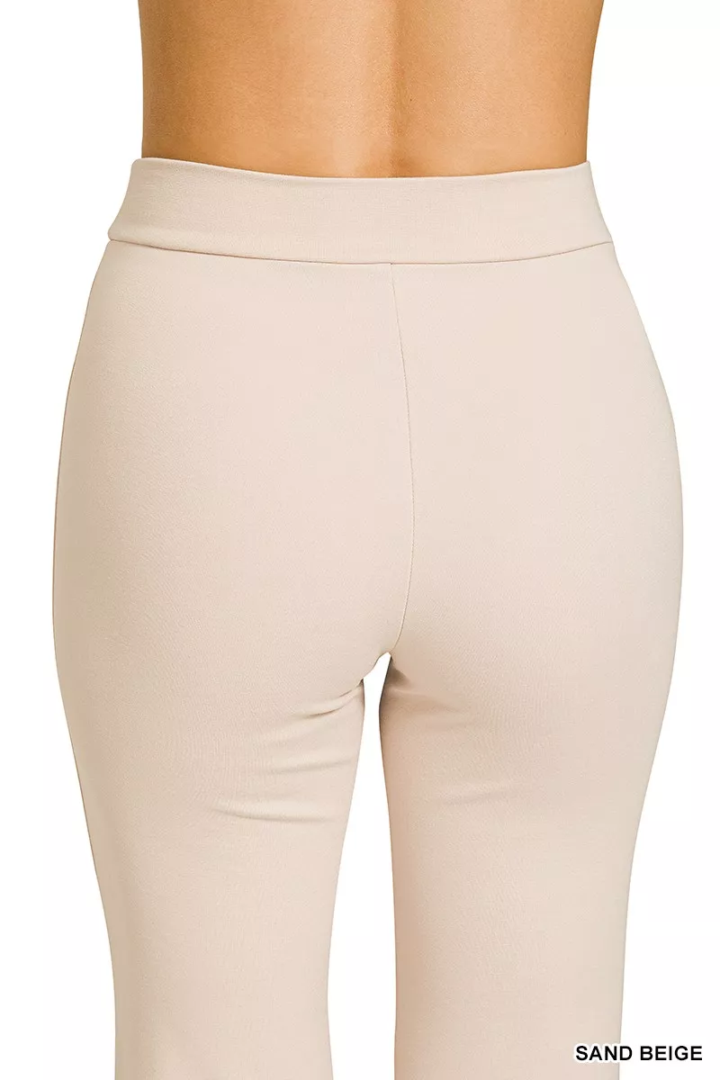 Zenana Heavy Ponte Broek met elastische tailleband en plooien