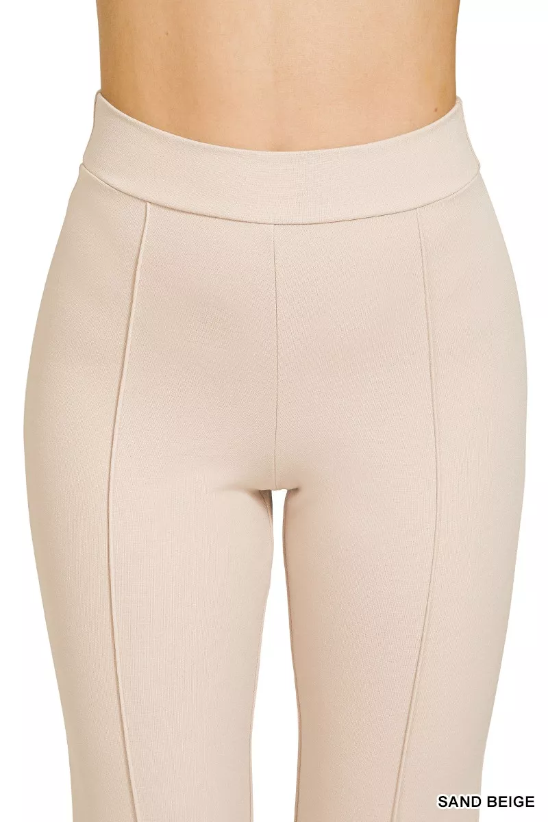 Zenana Heavy Ponte Broek met elastische tailleband en plooien