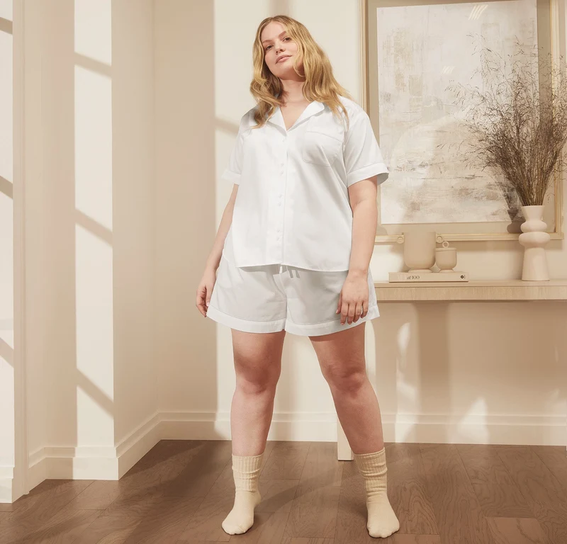 Signature Pajama Set - Short Sleeve & Shorts - White
