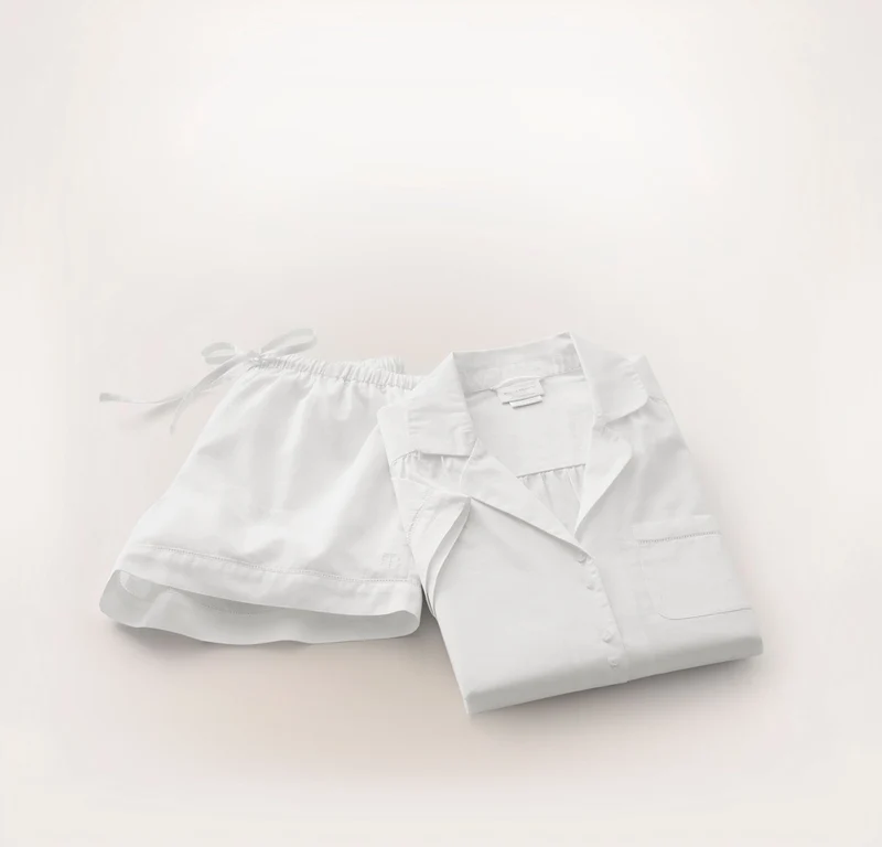 Signature Pajama Set - Short Sleeve & Shorts - White
