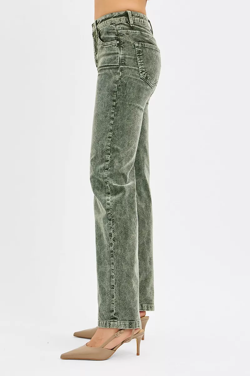 RISEN Corduroy broek met rechte pijpen en middelhoge taille