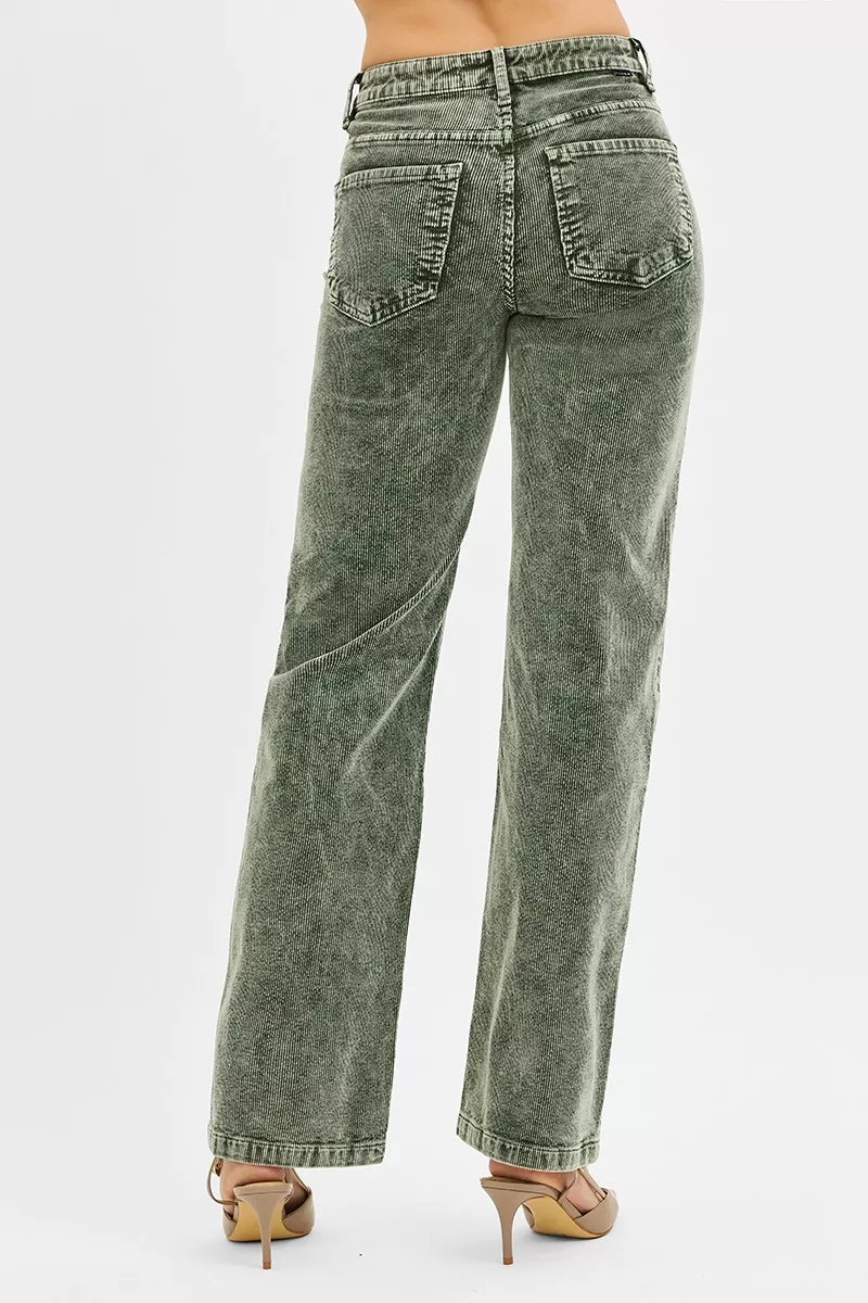 RISEN Corduroy broek met rechte pijpen en middelhoge taille